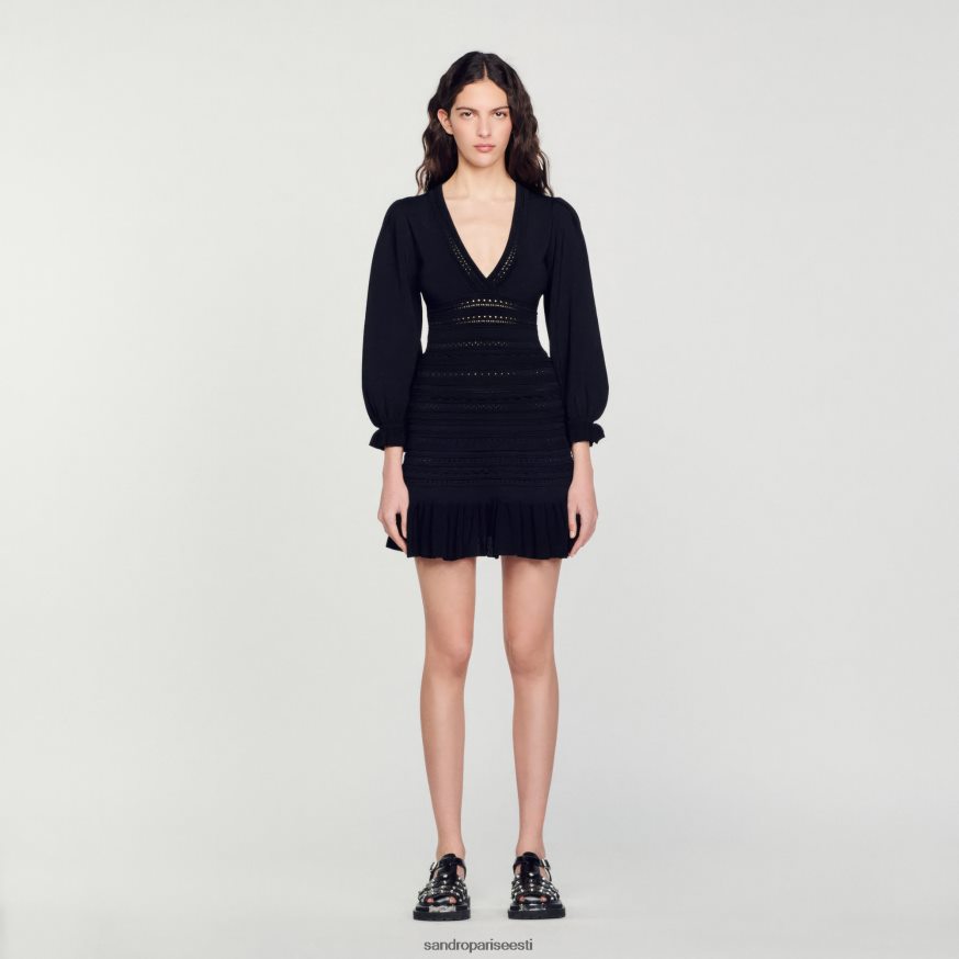 Sandro Paris kehakate naised lühike volangidega kleit BN4RF426 must