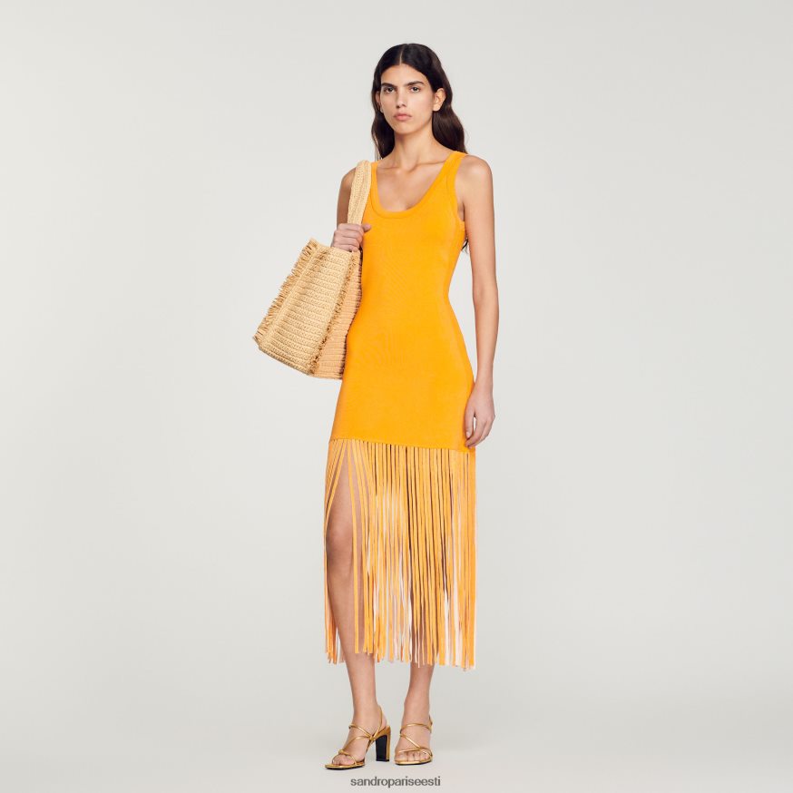 Sandro Paris kehakate naised narmastega kootud kleit BN4RF271 oranž