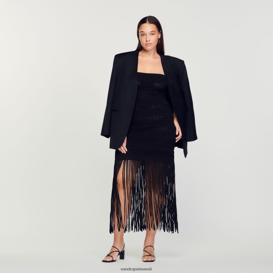 Sandro Paris kehakate naised narmastega rinnakas kleit BN4RF93 must