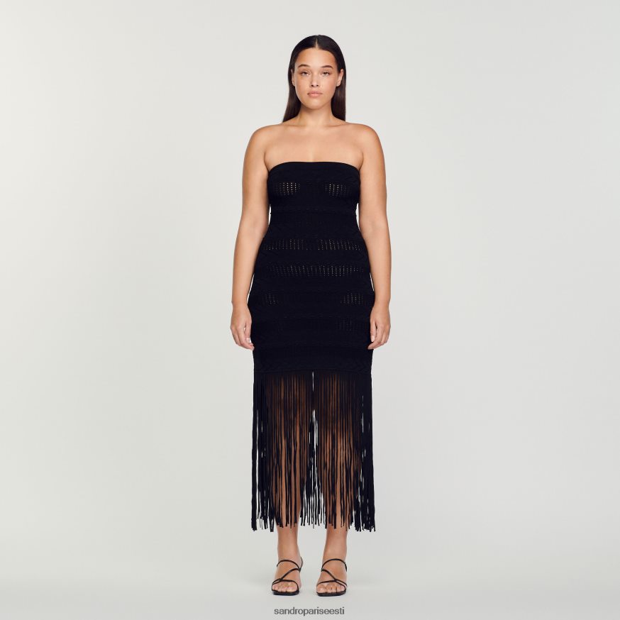 Sandro Paris kehakate naised narmastega rinnakas kleit BN4RF93 must