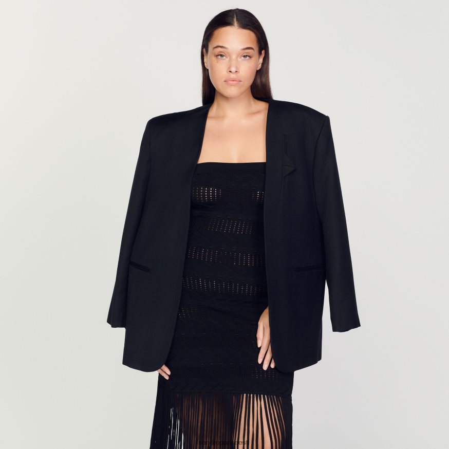 Sandro Paris kehakate naised narmastega rinnakas kleit BN4RF93 must