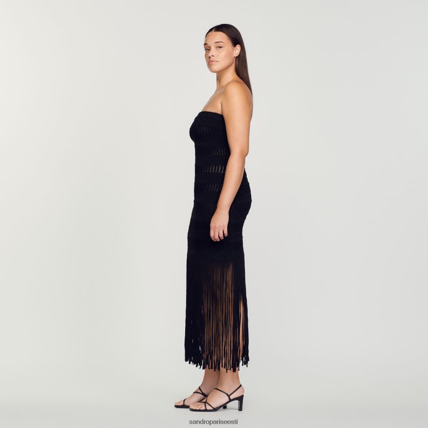 Sandro Paris kehakate naised narmastega rinnakas kleit BN4RF93 must