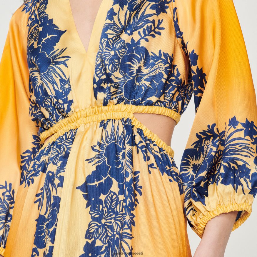 Sandro Paris kehakate naised pikk hawaii mustriga kleit BN4RF412 oranž