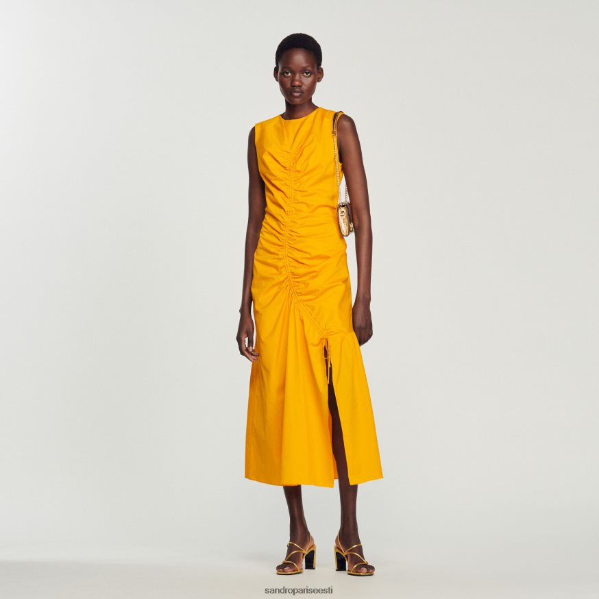 Sandro Paris kehakate naised pikk, koondunud kleit BN4RF445 happeline apelsin