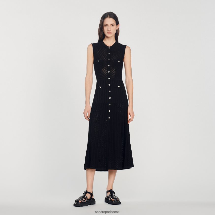 Sandro Paris kehakate naised pikk kootud kleit BN4RF126 must