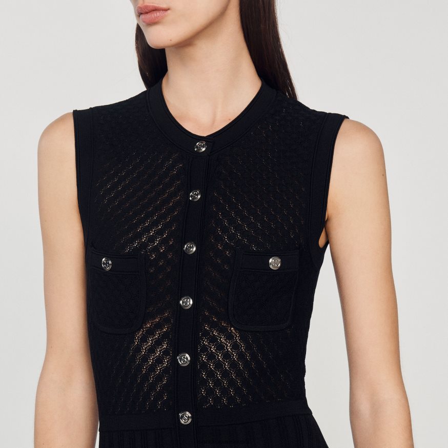 Sandro Paris kehakate naised pikk kootud kleit BN4RF126 must