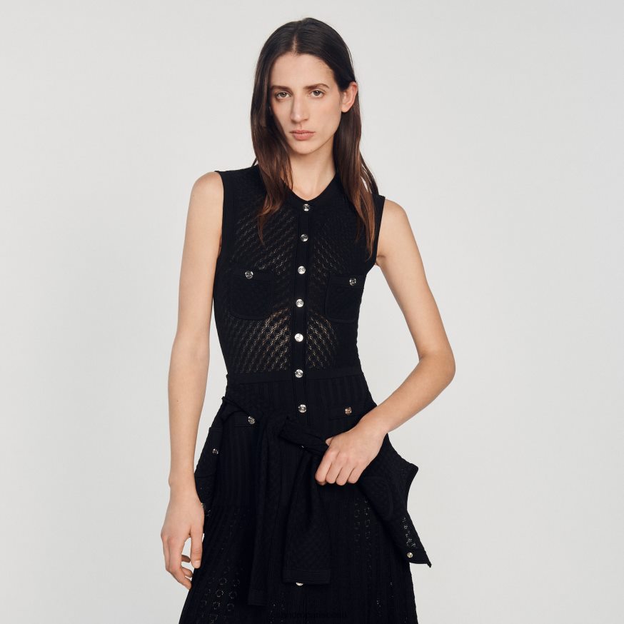 Sandro Paris kehakate naised pikk kootud kleit BN4RF126 must