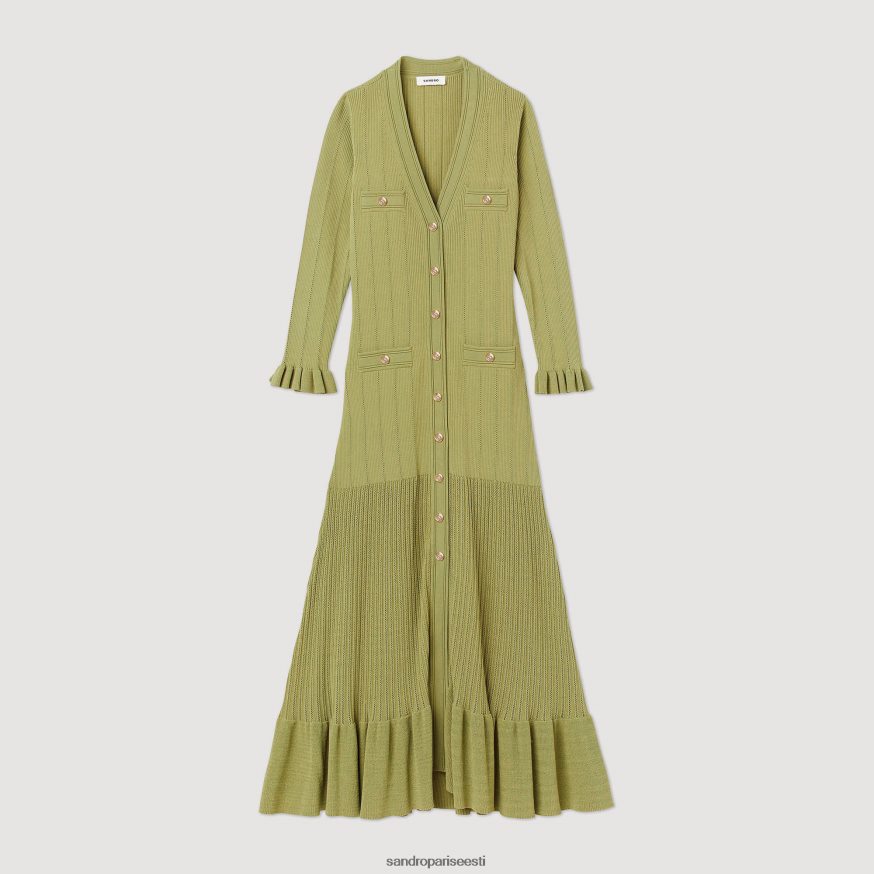 Sandro Paris kehakate naised pikk kootud kleit BN4RF339 oliiviroheline