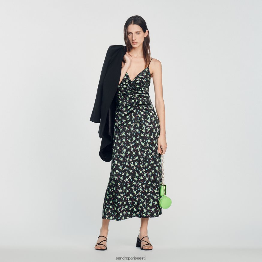 Sandro Paris kehakate naised pikk lilleline kleit BN4RF388 must