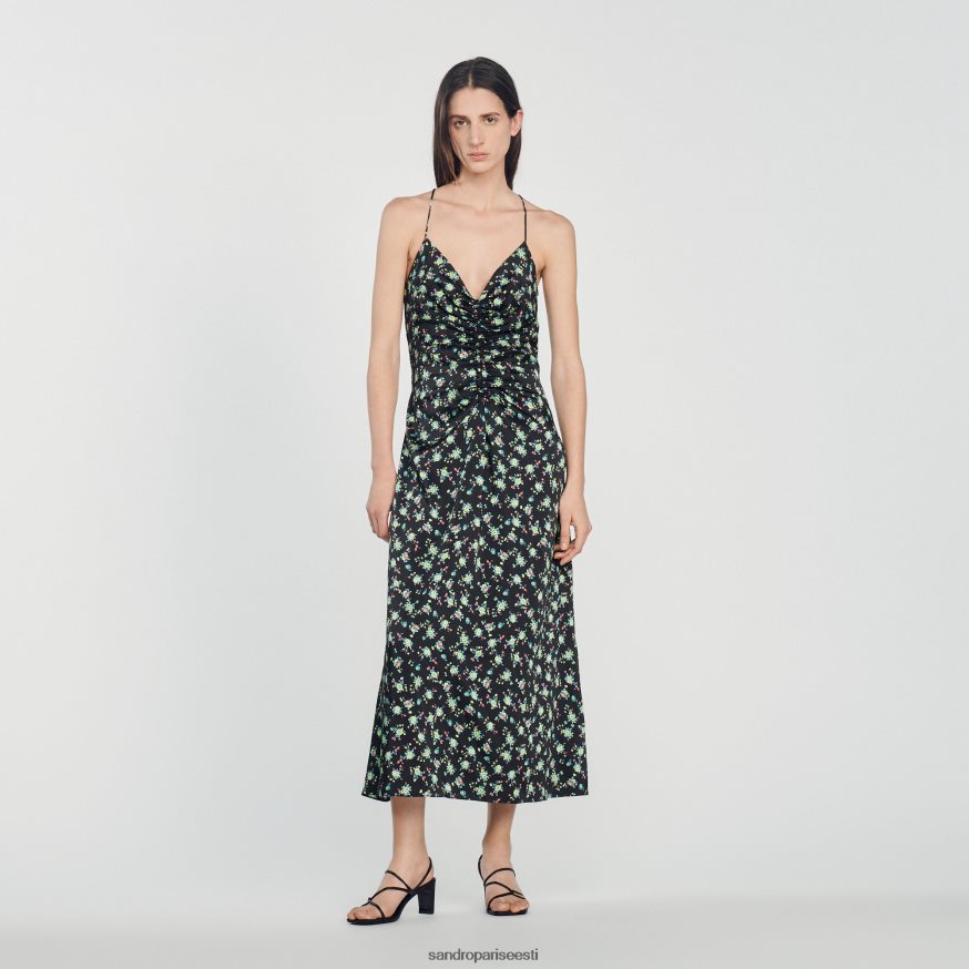 Sandro Paris kehakate naised pikk lilleline kleit BN4RF388 must