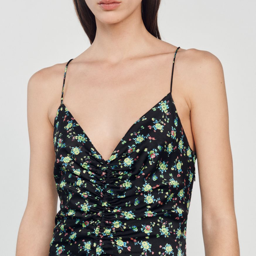 Sandro Paris kehakate naised pikk lilleline kleit BN4RF388 must