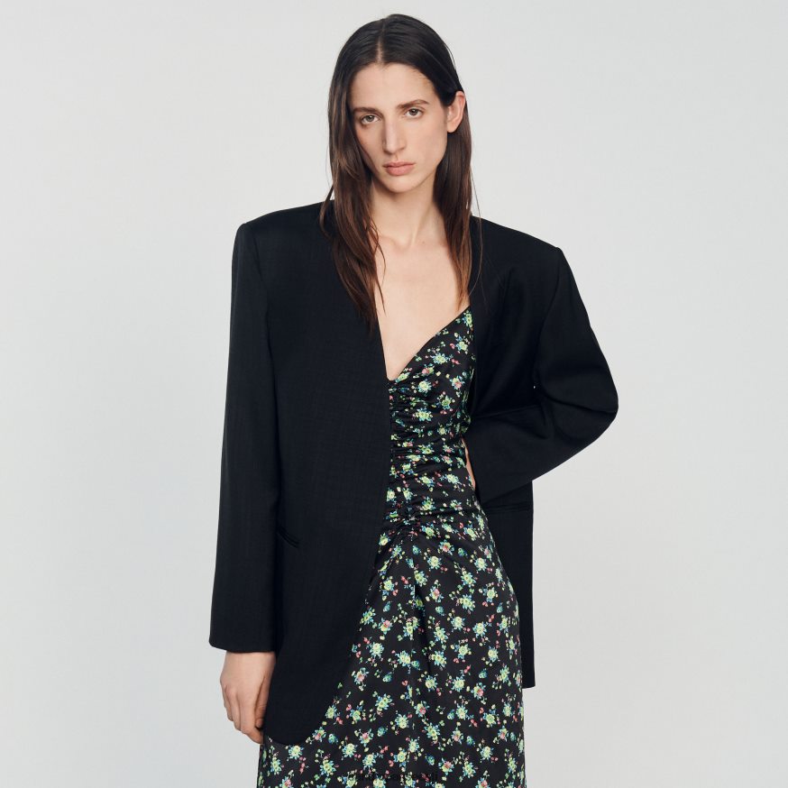 Sandro Paris kehakate naised pikk lilleline kleit BN4RF388 must