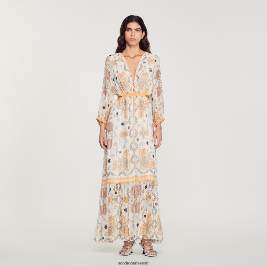 Sandro Paris kehakate naised pikk lilleline kleit BN4RF392 ekru