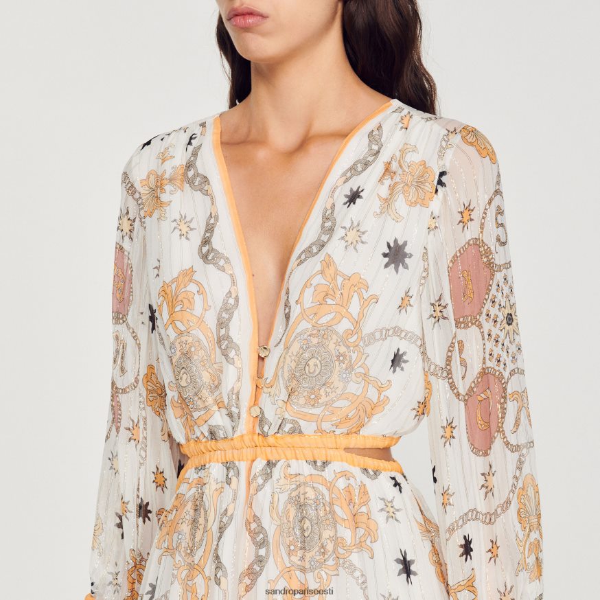 Sandro Paris kehakate naised pikk lilleline kleit BN4RF392 ekru