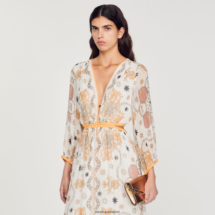 Sandro Paris kehakate naised pikk lilleline kleit BN4RF392 ekru