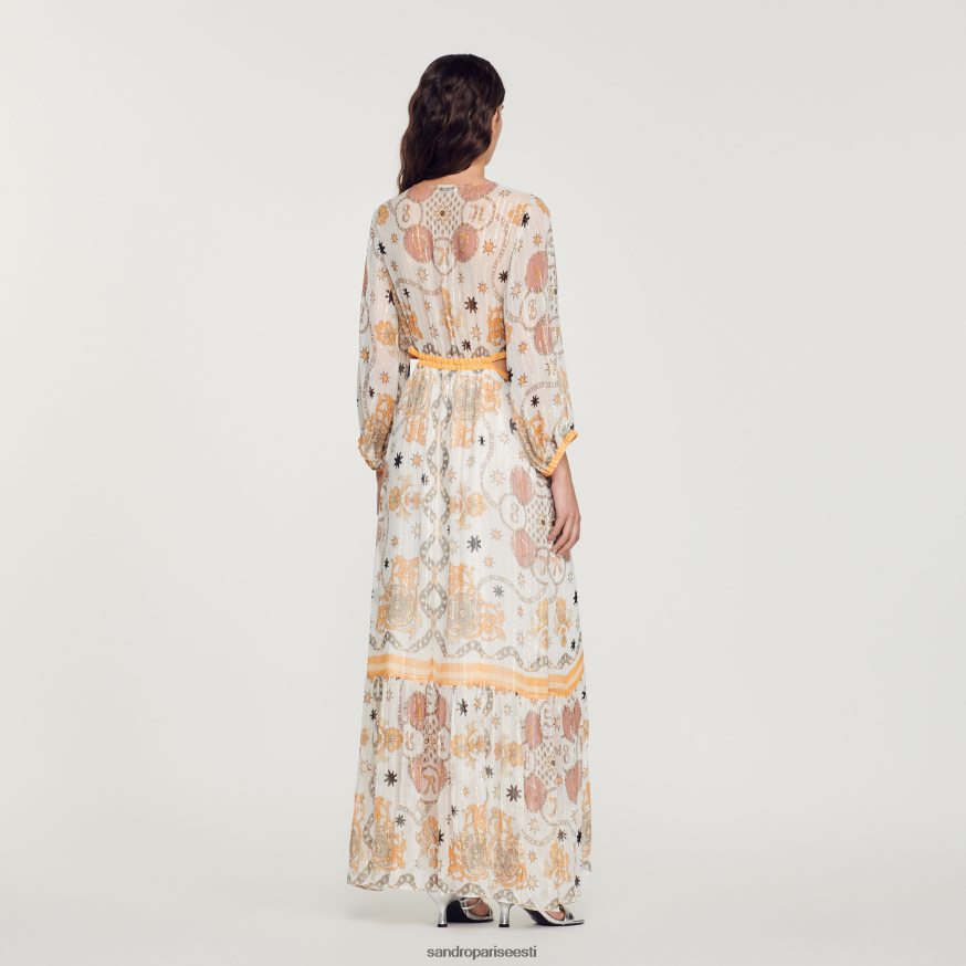 Sandro Paris kehakate naised pikk lilleline kleit BN4RF392 ekru