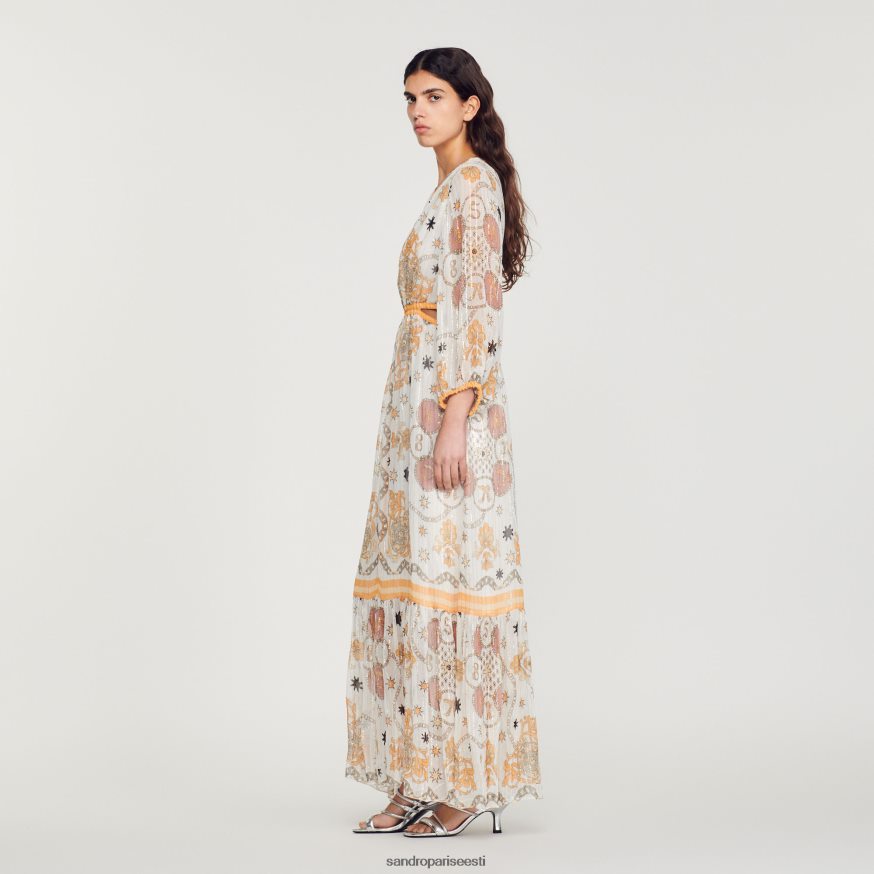 Sandro Paris kehakate naised pikk lilleline kleit BN4RF392 ekru