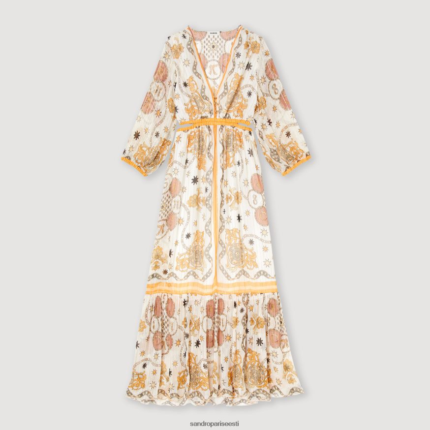 Sandro Paris kehakate naised pikk lilleline kleit BN4RF392 ekru