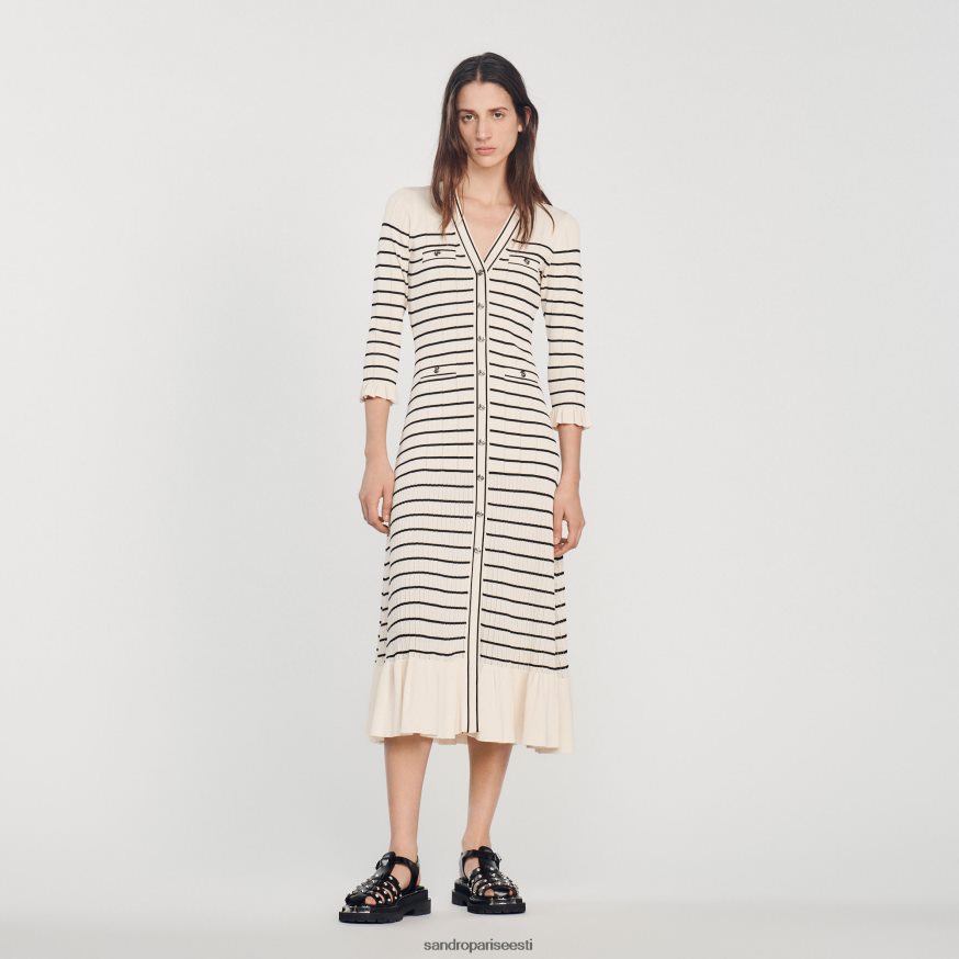 Sandro Paris kehakate naised pikk meremehetriibuline kleit BN4RF247 ekru