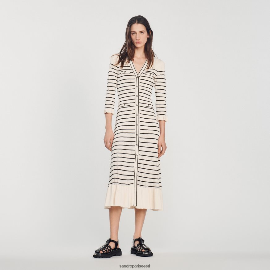 Sandro Paris kehakate naised pikk meremehetriibuline kleit BN4RF247 ekru