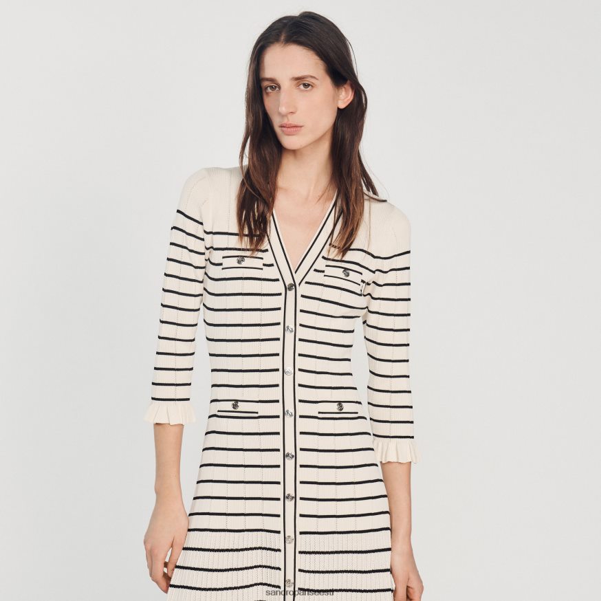 Sandro Paris kehakate naised pikk meremehetriibuline kleit BN4RF247 ekru