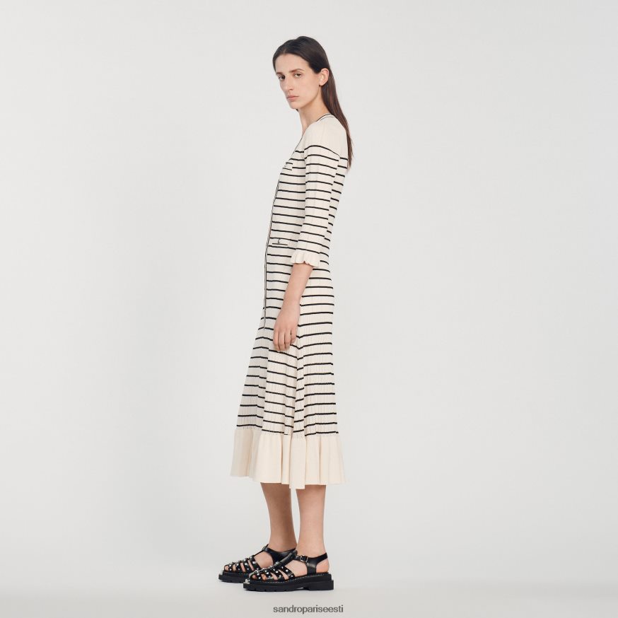 Sandro Paris kehakate naised pikk meremehetriibuline kleit BN4RF247 ekru