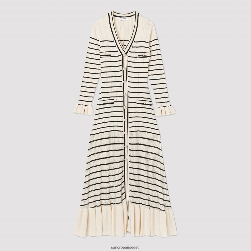 Sandro Paris kehakate naised pikk meremehetriibuline kleit BN4RF247 ekru