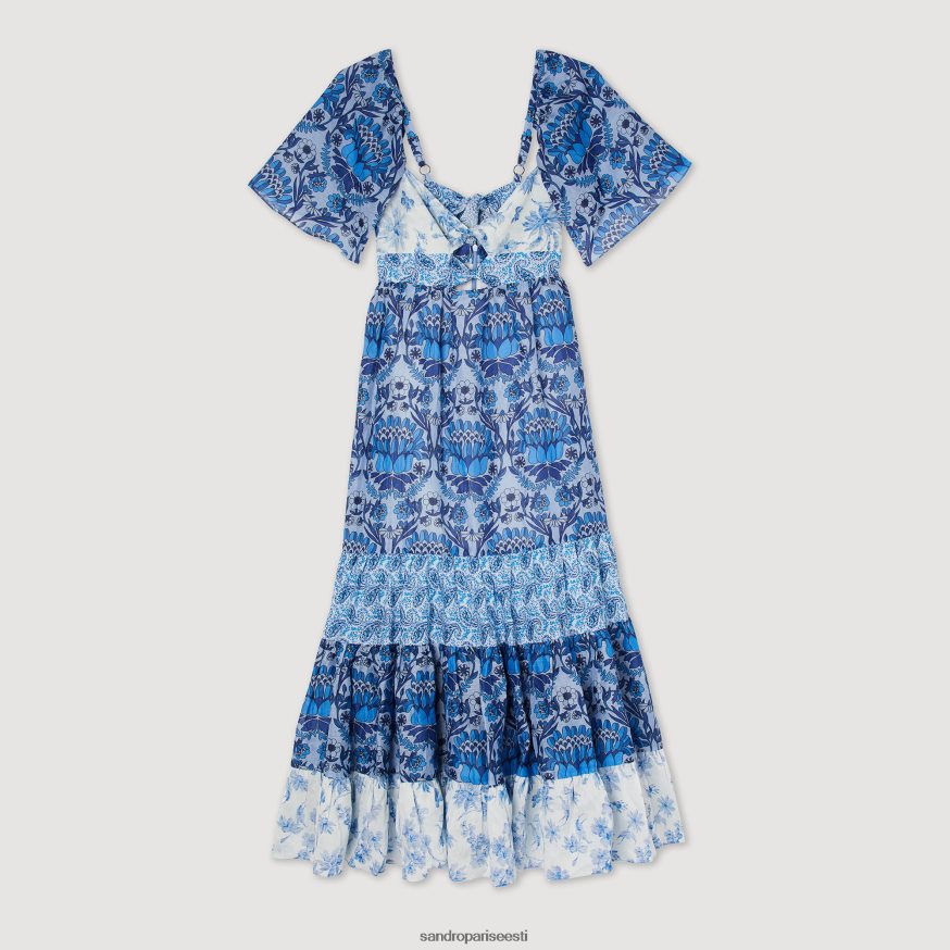 Sandro Paris kehakate naised pikk salli mustriga kleit BN4RF454 sinine