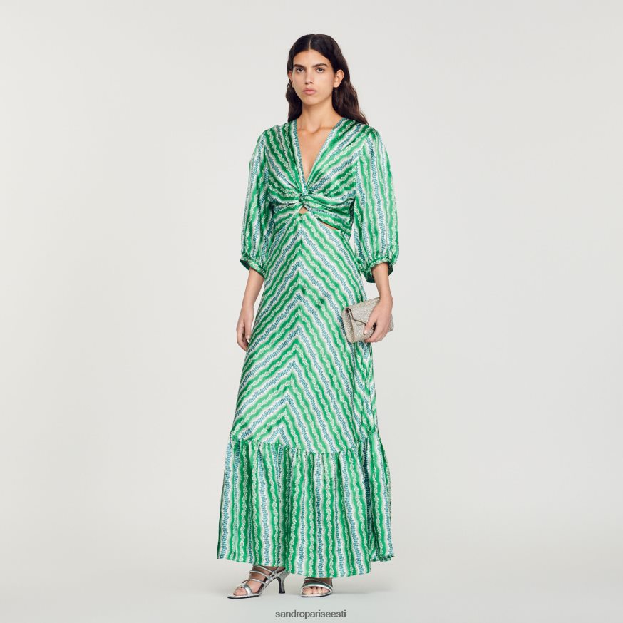 Sandro Paris kehakate naised pikk trükitud kleit BN4RF382 roheline/sügav sinine