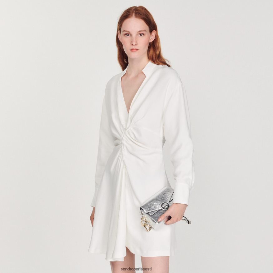 Sandro Paris kehakate naised pikkade varrukatega lühike kleit BN4RF253 ekru