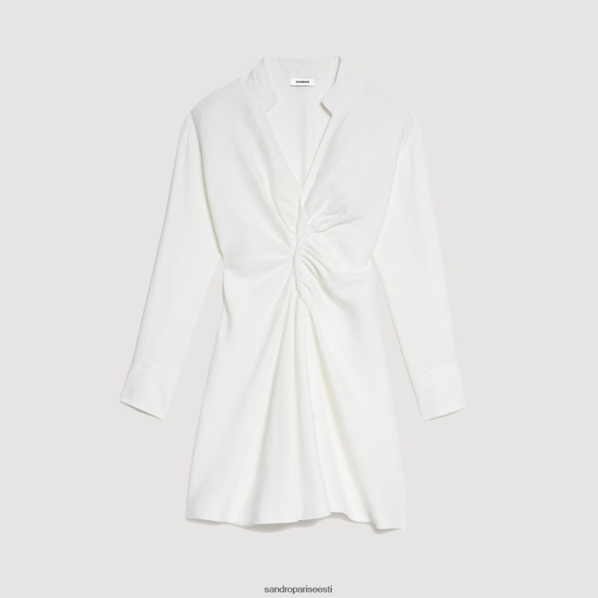 Sandro Paris kehakate naised pikkade varrukatega lühike kleit BN4RF253 ekru