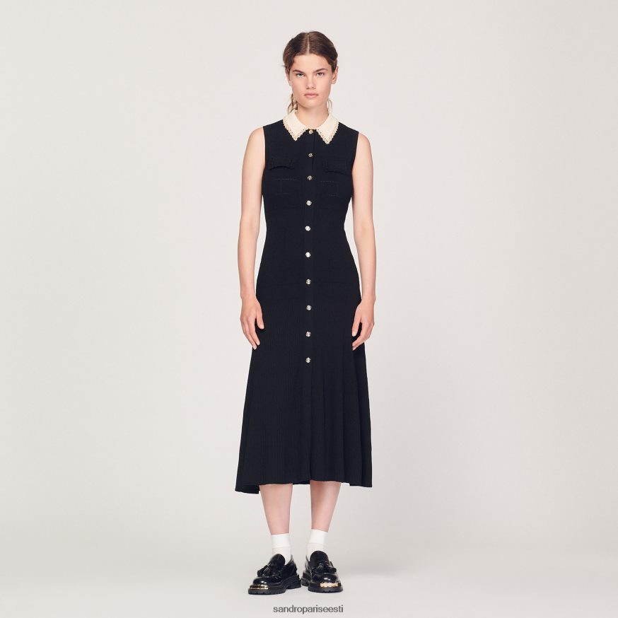 Sandro Paris kehakate naised pikkade varrukateta kleit BN4RF229 must