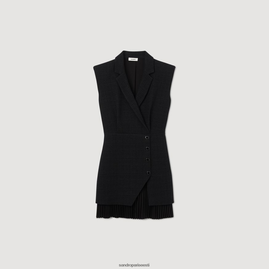 Sandro Paris kehakate naised plisseeritud tviidkleit BN4RF28 must