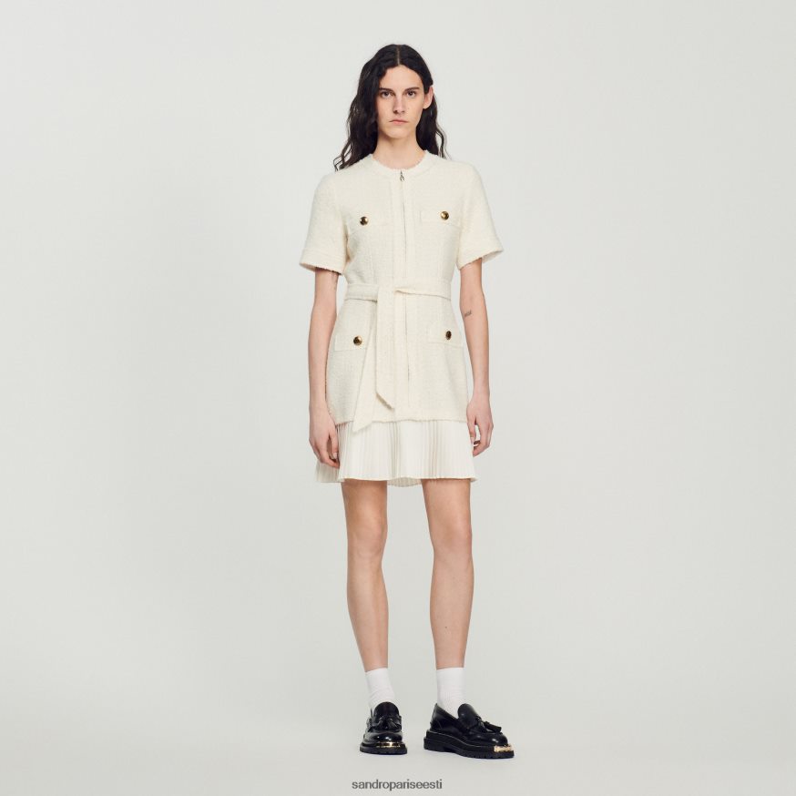 Sandro Paris kehakate naised tviid-efektiga villane mantelkleit BN4RF144 ekru