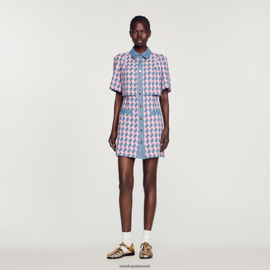 Sandro Paris kehakate naised tviid kleit BN4RF267 lilla/sinine