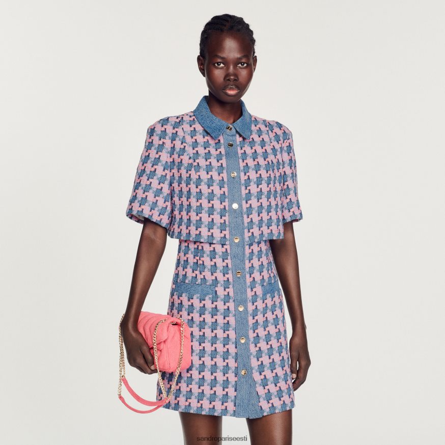 Sandro Paris kehakate naised tviid kleit BN4RF267 lilla/sinine