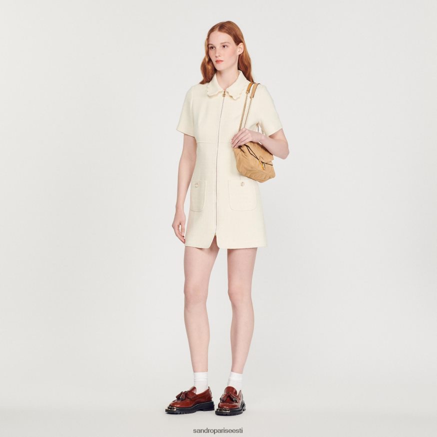 Sandro Paris kehakate naised tweed tõmblukuga kleit BN4RF117 ekru