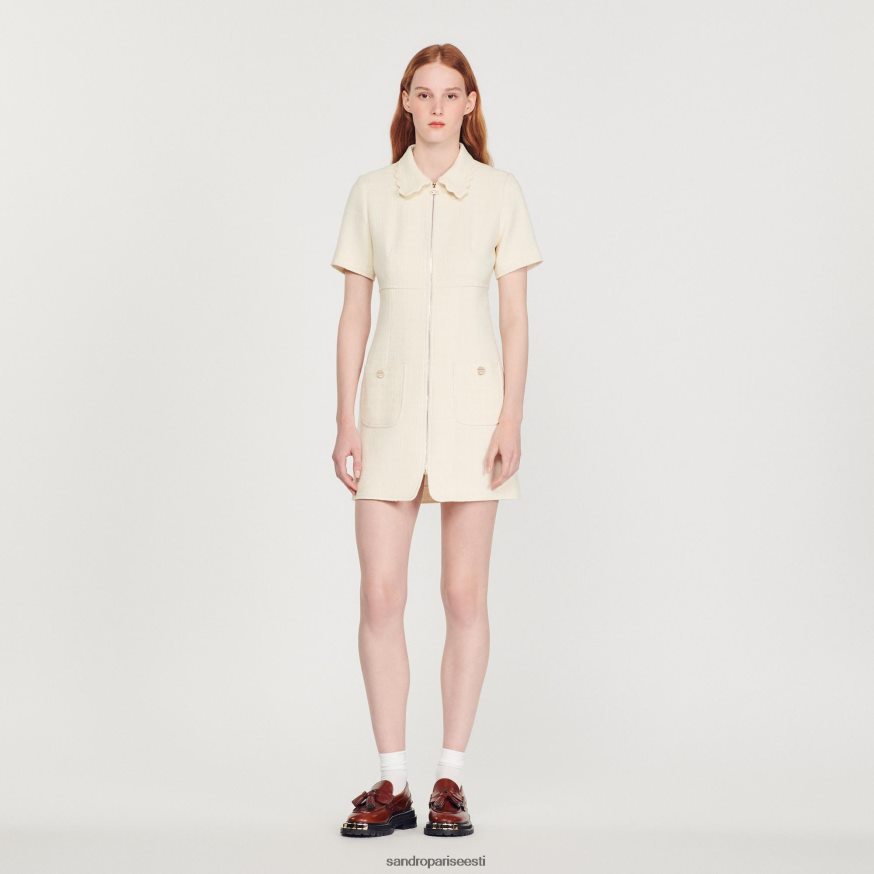 Sandro Paris kehakate naised tweed tõmblukuga kleit BN4RF117 ekru