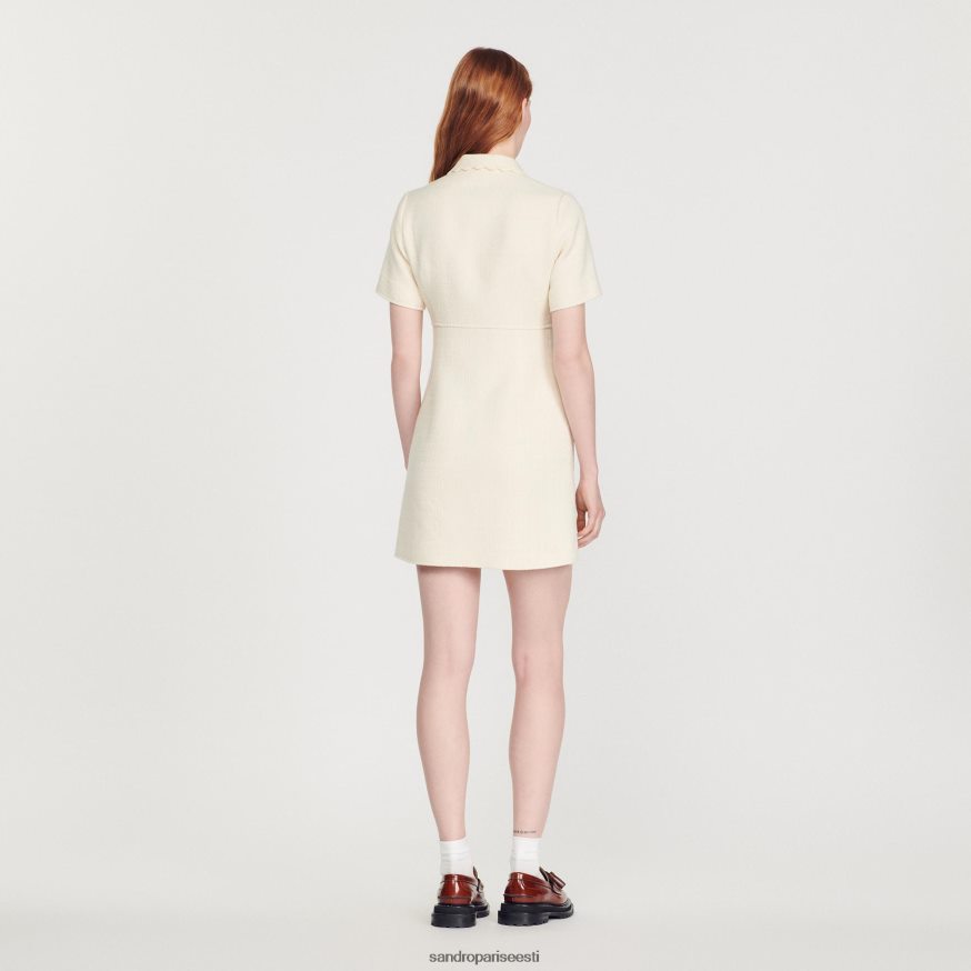 Sandro Paris kehakate naised tweed tõmblukuga kleit BN4RF117 ekru