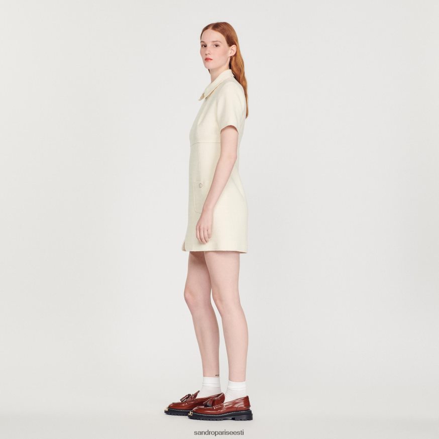 Sandro Paris kehakate naised tweed tõmblukuga kleit BN4RF117 ekru