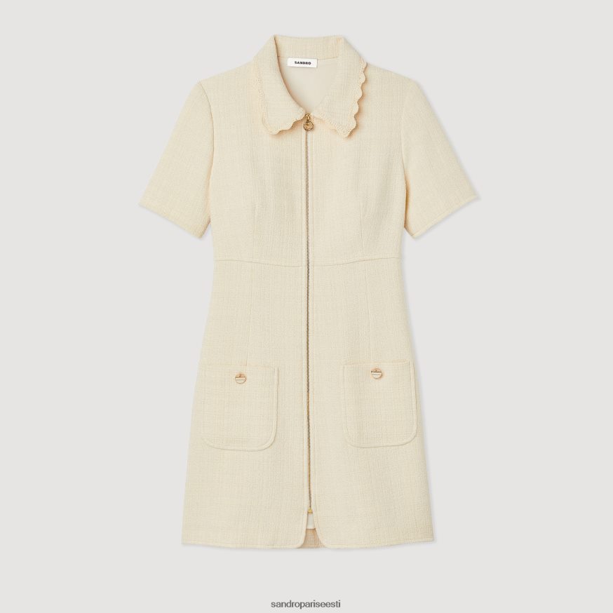 Sandro Paris kehakate naised tweed tõmblukuga kleit BN4RF117 ekru