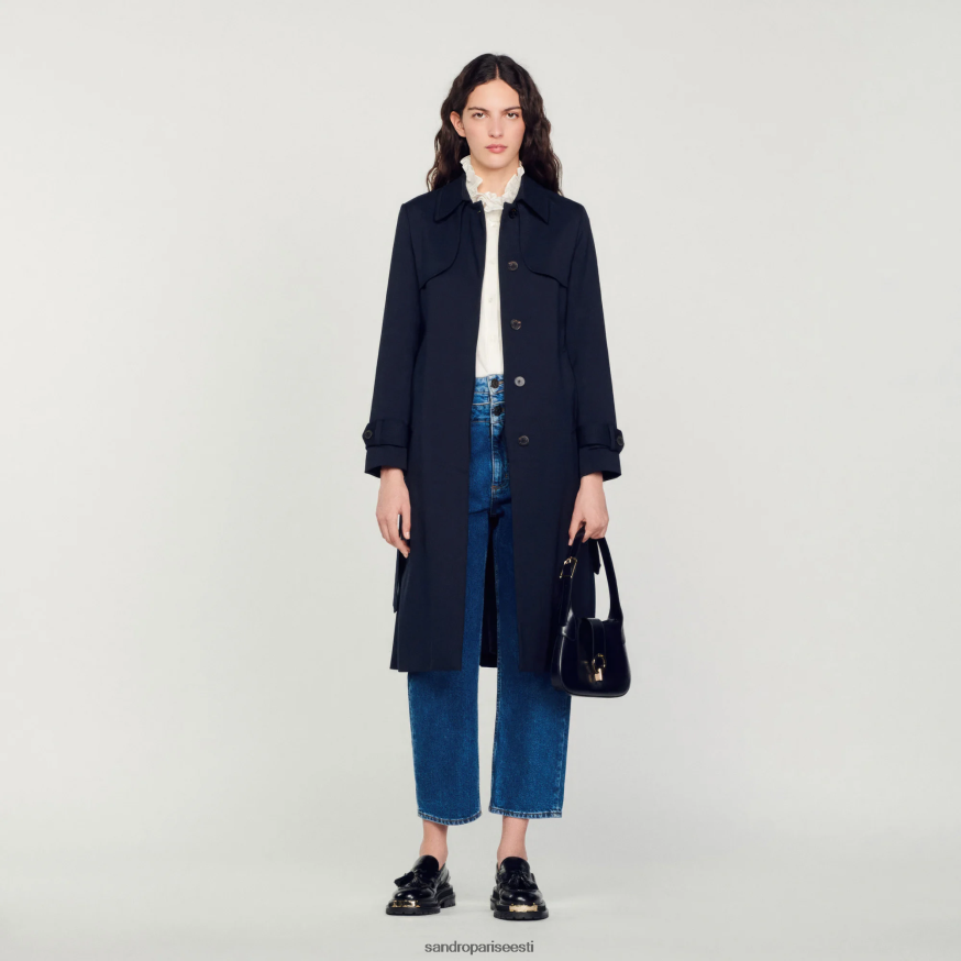 Sandro Paris kehakate naised plisseeritud sisetükiga trentšmantel BN4RF123 mereväe sinine