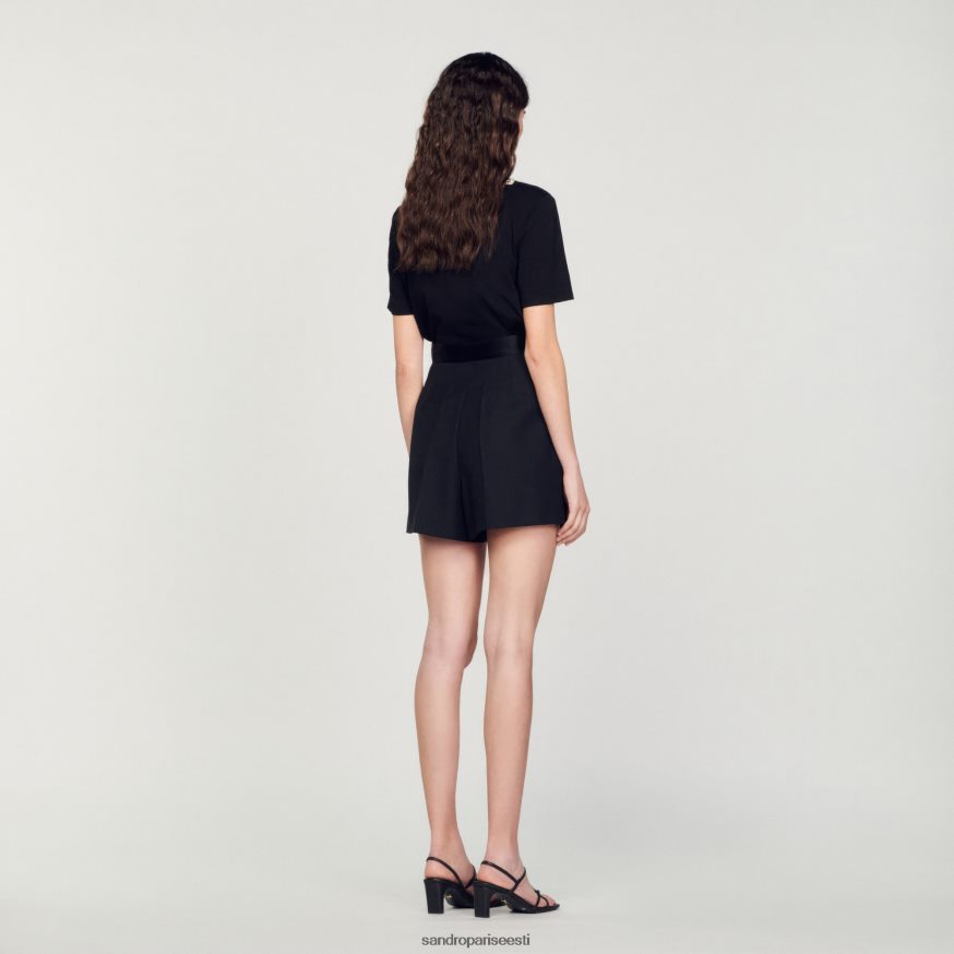 Sandro Paris kehakate naised kõrge vöökohaga nööpidega lühikesed püksid BN4RF107 must