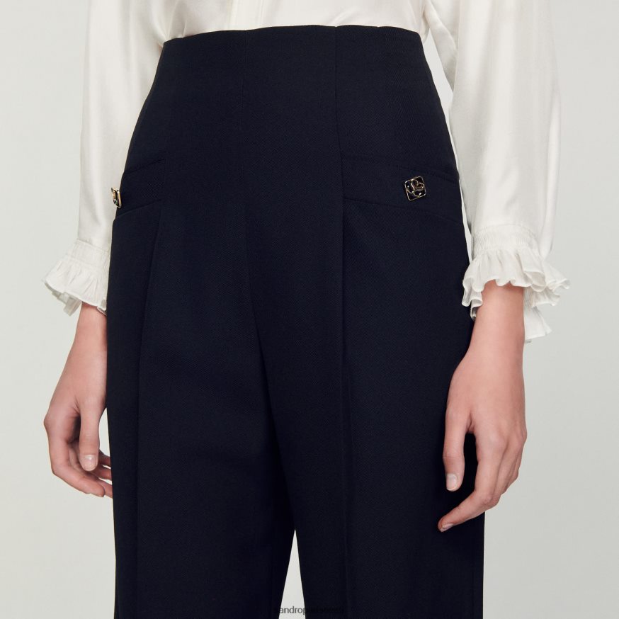 Sandro Paris kehakate naised kõrge vöökohaga püksid BN4RF147 must