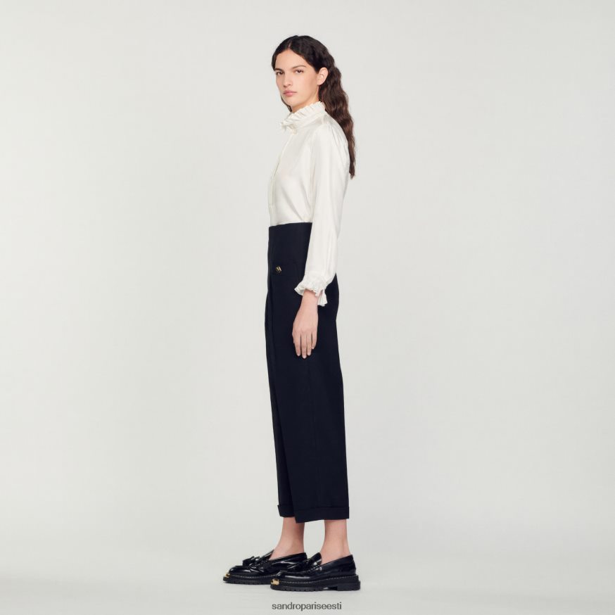 Sandro Paris kehakate naised kõrge vöökohaga püksid BN4RF147 must