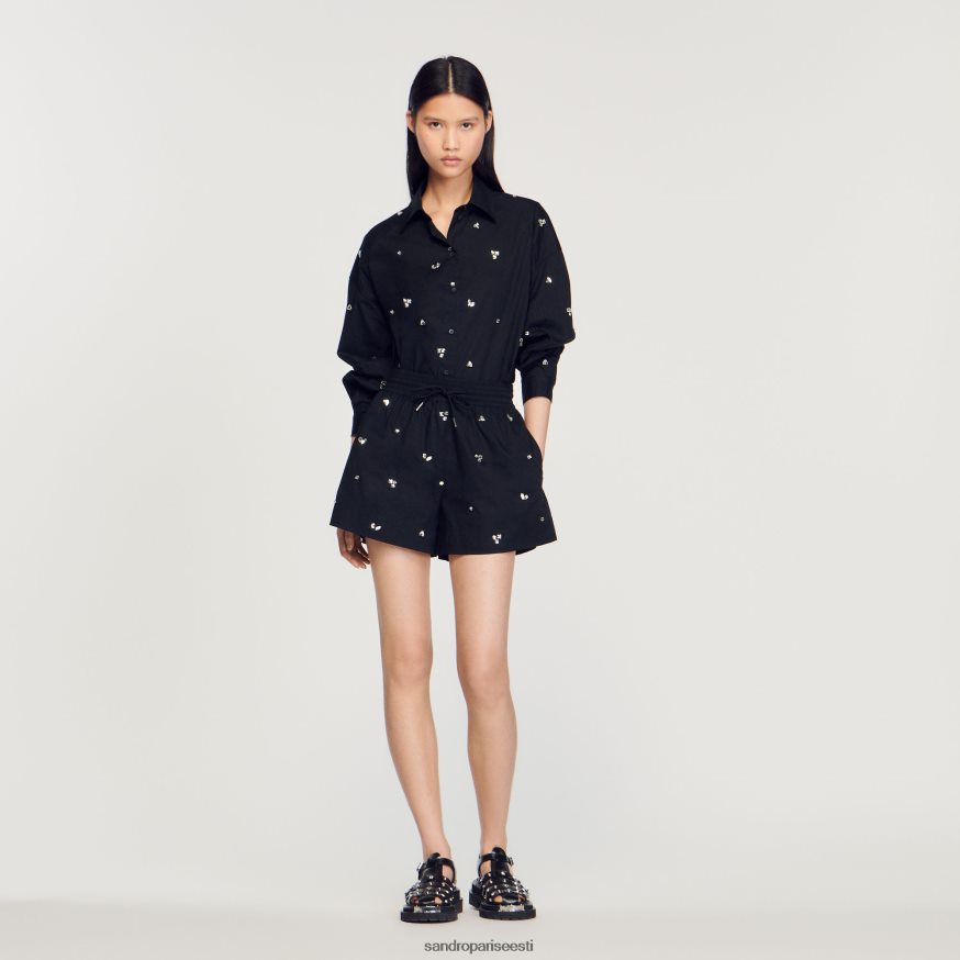 Sandro Paris kehakate naised käsitsi tikitud kaunistustega lühikesed püksid BN4RF236 must