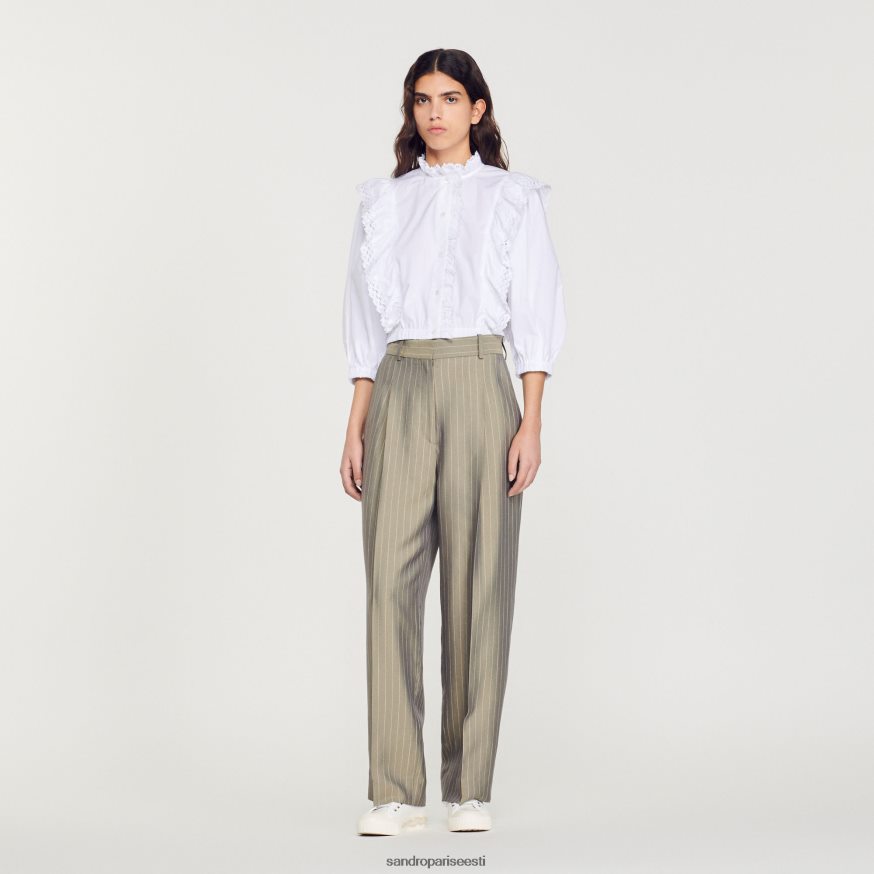 Sandro Paris kehakate naised kohandatud püksid BN4RF204 oliiviroheline