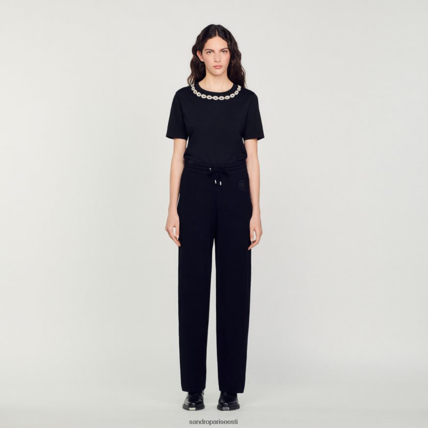 Sandro Paris kehakate naised kootud sirge säärega püksid BN4RF145 must