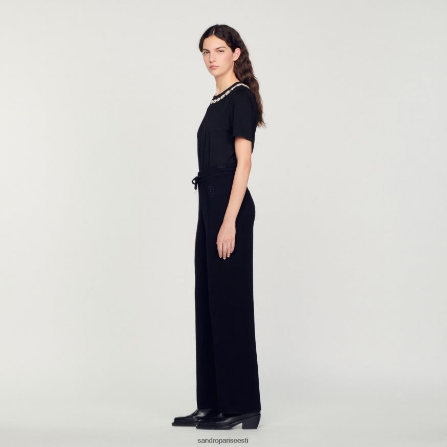 Sandro Paris kehakate naised kootud sirge säärega püksid BN4RF145 must