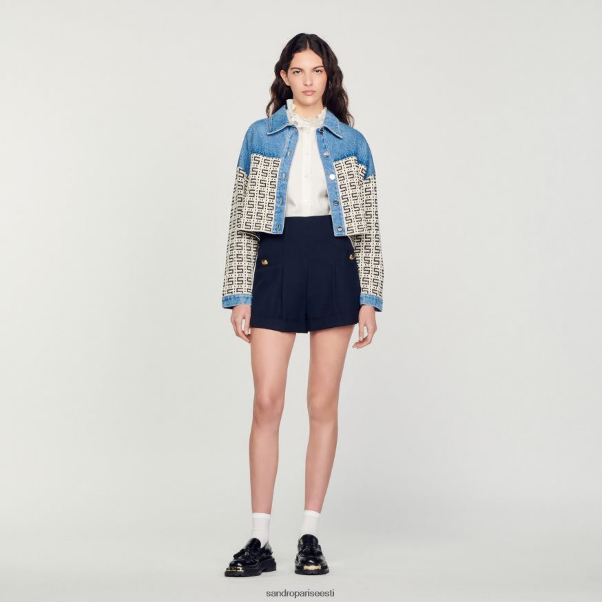 Sandro Paris kehakate naised lühikesed püksid ülespööramisega BN4RF87 mereväe sinine